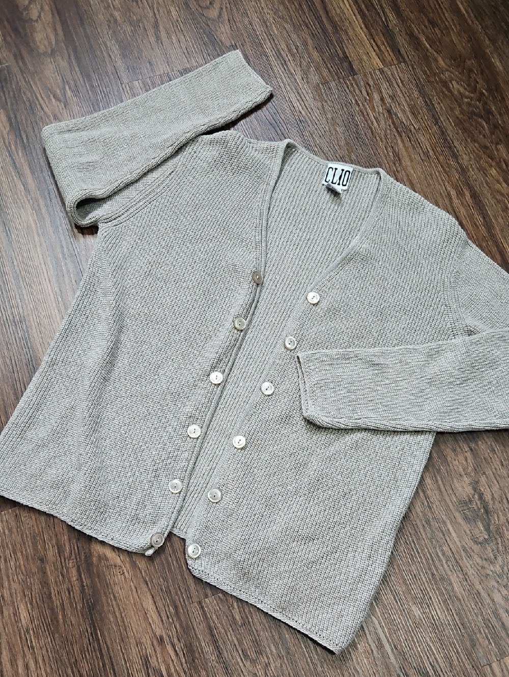 Clio Light Taupe Cardigan, Size Large